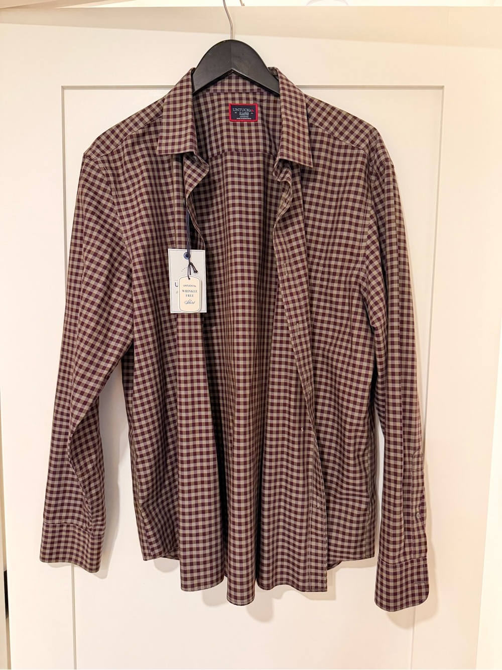 UNTUCKit Men's Brown and Cream Check Button-Up Shirt
